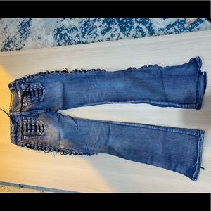 Jr size 3 open side jeans lace up- Platinum Plush